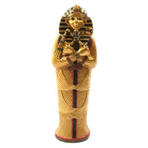 Egyptisk Sarkofag Farao ES45 m/mumie guldfarvet polyresin højde 13cm
